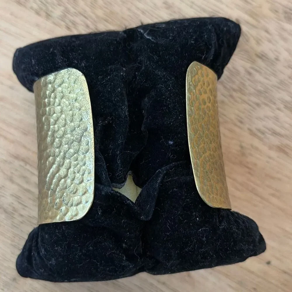 Statement cuff bracelet hammered, gold, and green agate stone